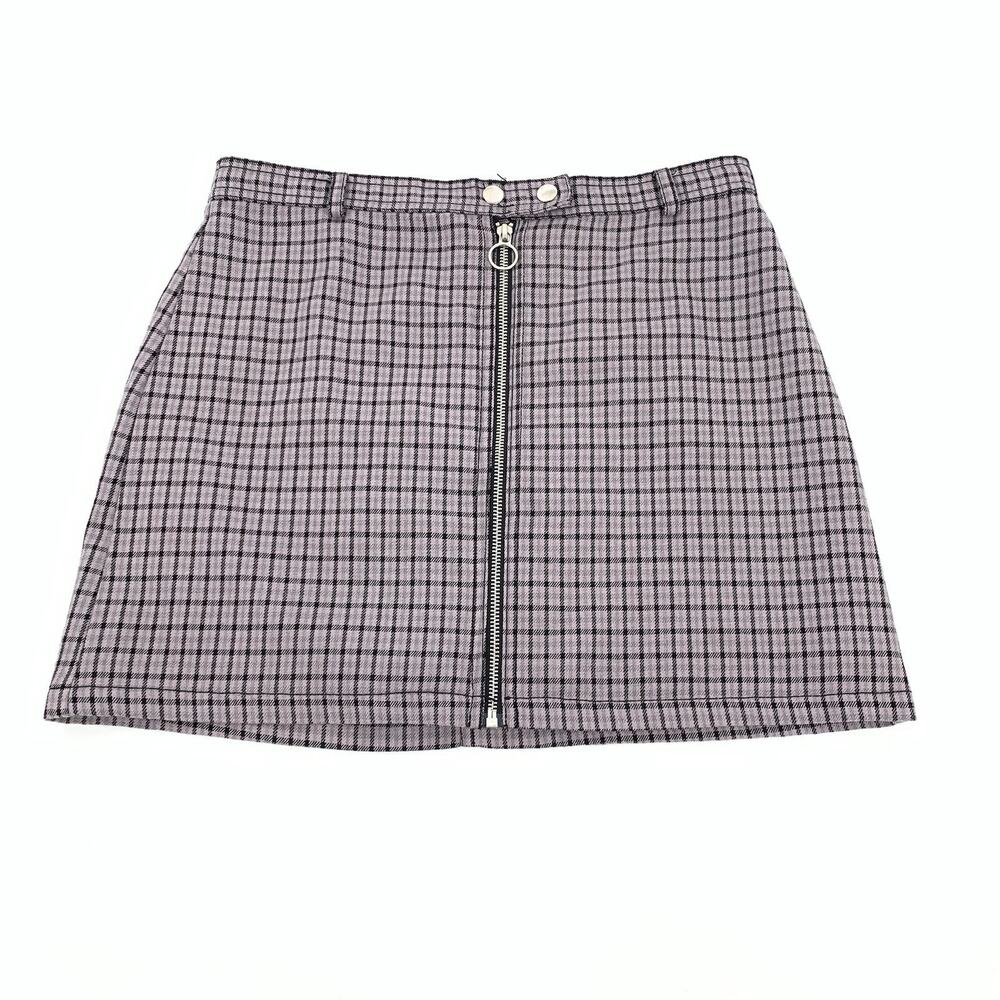 Wild Fable Plaid Print Full Zipper Front Mini Skirt Medium Womens Pink Black M